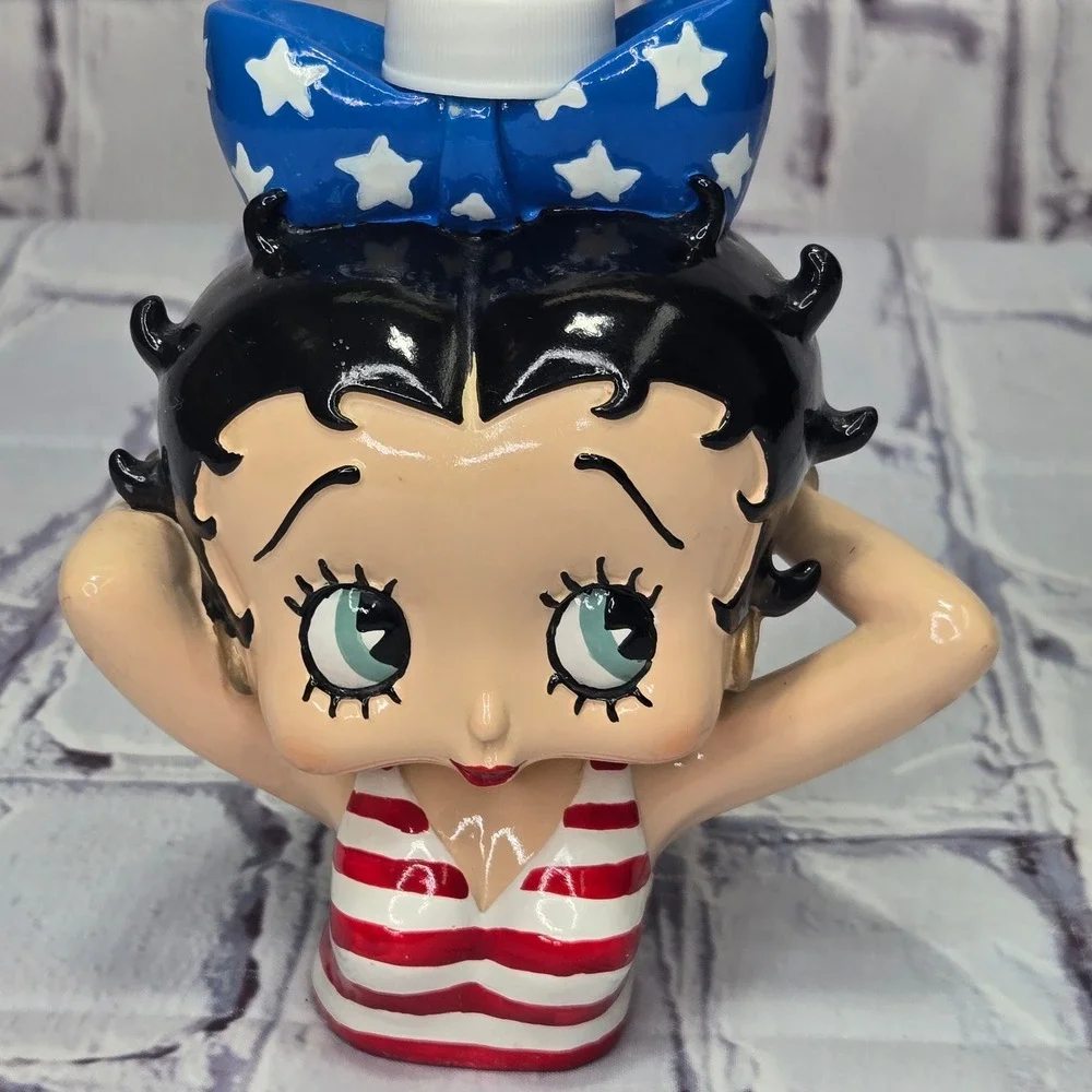 Betty Boop‎ Red White Striped Swimsuit Blue Star Bow Liquid Soap Dispenser Pump
